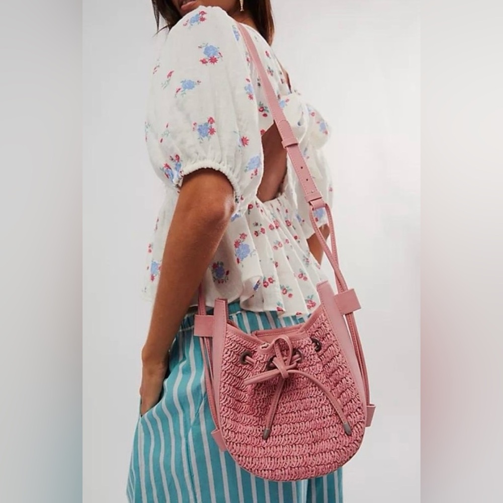 Free People Pink Crochet Crossbody Bag